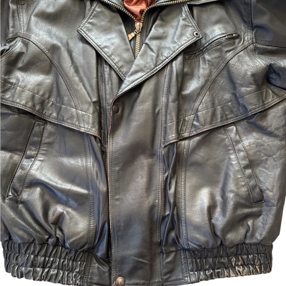 Gianni Ferrara Leather Jacket Men Size Large Black Full Zip Lined - Picture 5 of 10